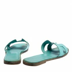 Hermes Blue Leather Oran Flats Size 39 For Women -Deals Hermes Store luxury women hermes used shoes p449609 003