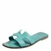 Hermes Blue Leather Oran Flats Size 39 For Women -Deals Hermes Store luxury women hermes used shoes p449609 008