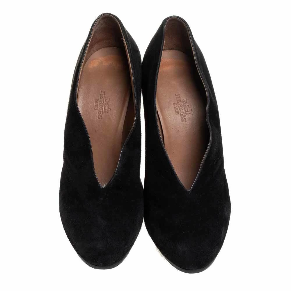 Hermes Black Suede Florida Pumps Size 37 For Women 5 Hermes Black Suede Florida Pumps Size 37 For Women - Image 3
