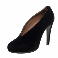 Hermes Black Suede Florida Pumps Size 37 For Women