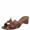 Hermes Brown Leather Oasis Block Heel Slide Sandals Size 38 For Women -Deals Hermes Store luxury women hermes used shoes p450876 006