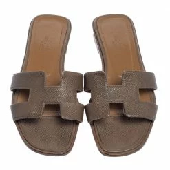 Hermes Brown Leather Oran Flats Size 36 For Women -Deals Hermes Store luxury women hermes used shoes p450976 001