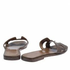 Hermes Brown Leather Oran Flats Size 36 For Women -Deals Hermes Store luxury women hermes used shoes p450976 002