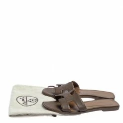 Hermes Brown Leather Oran Flats Size 36 For Women -Deals Hermes Store luxury women hermes used shoes p450976 005