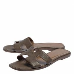 Hermes Brown Leather Oran Flats Size 36 For Women -Deals Hermes Store luxury women hermes used shoes p450976 006