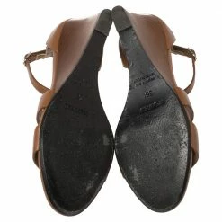 Hermes Brown Leather Legend Wedge Sandals Size 36 For Women -Deals Hermes Store luxury women hermes used shoes p452115 002