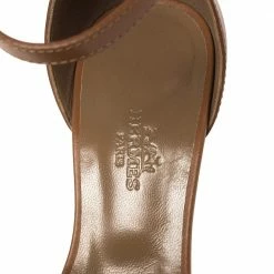 Hermes Brown Leather Legend Wedge Sandals Size 36 For Women -Deals Hermes Store luxury women hermes used shoes p452115 006