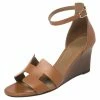 Hermes Brown Leather Legend Wedge Sandals Size 36 For Women