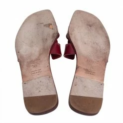 Hermes Burgundy Patent Leather Oran Sandals Size 42 For Women -Deals Hermes Store luxury women hermes used shoes p454091 008