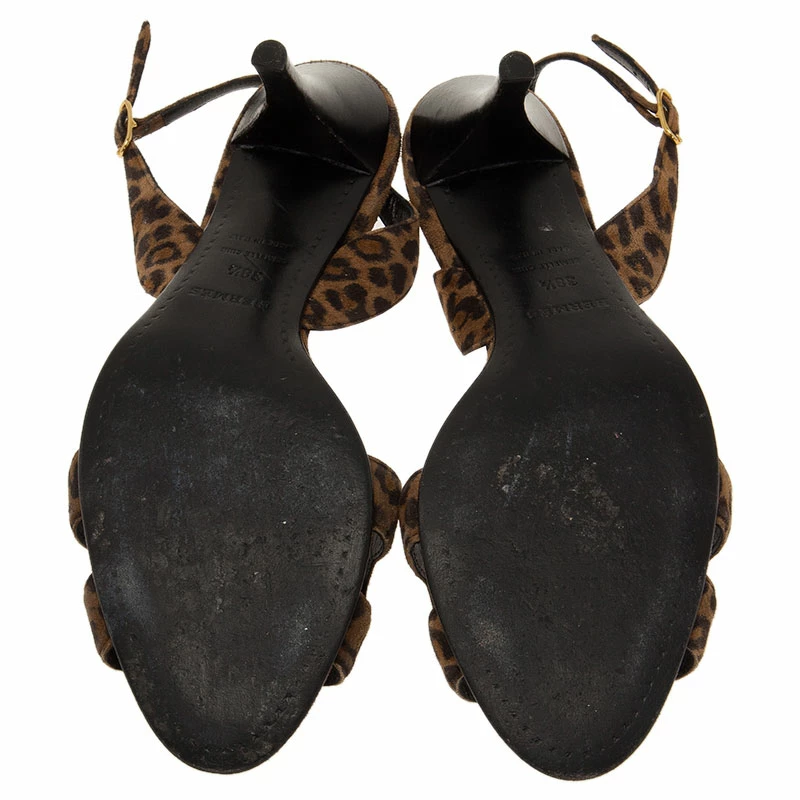Hermes Leopard Print Suede Night Slingback Sandals Size 38.5 For Women 9 Hermes Leopard Print Suede Night Slingback Sandals Size 38.5 For Women - Image 7