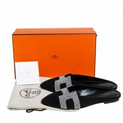 Hermes Black Suede Roxane Mule Sandals Size 37 For Women -Deals Hermes Store luxury women hermes used shoes p458035 001