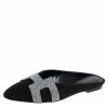 Hermes Black Suede Roxane Mule Sandals Size 37 For Women -Deals Hermes Store luxury women hermes used shoes p458035 003