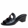 Hermes Black Leather Mona Slide Sandals Size 41 For Women -Deals Hermes Store luxury women hermes used shoes p458683 007