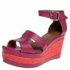 Hermes Pink Leather Ilana Espadrille Wedge Sandals Size 39 For Women
