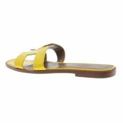 Hermes Yellow Patent Oran Box Sandals Size 37.5 For Women -Deals Hermes Store luxury women hermes used shoes p4602 003