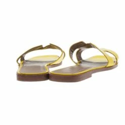 Hermes Yellow Patent Oran Box Sandals Size 37.5 For Women -Deals Hermes Store luxury women hermes used shoes p4602 005