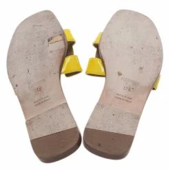 Hermes Yellow Patent Oran Box Sandals Size 37.5 For Women -Deals Hermes Store luxury women hermes used shoes p4602 007