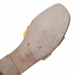 Hermes Yellow Patent Oran Box Sandals Size 37.5 For Women -Deals Hermes Store luxury women hermes used shoes p4602 011
