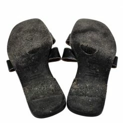 Hermes Black Leather Oran Flat Sandals Size 38 For Women -Deals Hermes Store luxury women hermes used shoes p461889 004
