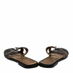 Hermes Black Leather Oran Flat Sandals Size 38 For Women -Deals Hermes Store luxury women hermes used shoes p461889 008