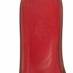 Hermes Rouge Taurillon Clemence Leather Oran Flats Size 40 For Women 16 Hermes Rouge Taurillon Clemence Leather Oran Flats Size 40 For Women -Deals Hermes Store luxury women hermes used shoes p462008 002