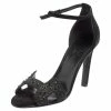 Hermes Black Suede And Crystal Embellished Premiere Ankle Strap Sandals Size 37 For Women