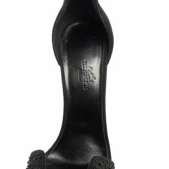 Hermes Black Suede And Crystal Embellished Premiere Ankle Strap Sandals Size 37 For Women -Deals Hermes Store luxury women hermes used shoes p464858 008