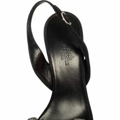 Hermes Silver Glitter And Black Suede Night Slingback Sandals Size 38 For Women -Deals Hermes Store luxury women hermes used shoes p465280 009
