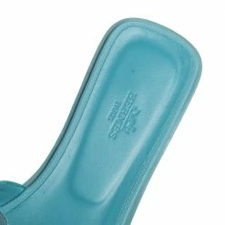 Hermes Blue Leather Oran Sandals Size 38.5 For Women -Deals Hermes Store luxury women hermes used shoes p467695 003