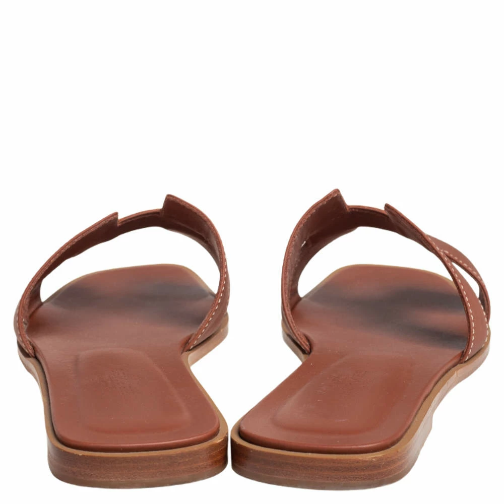 Hermes Brown Leather Oran Sandals Size 37.5 For Women 7 Hermes Brown Leather Oran Sandals Size 37.5 For Women - Image 5