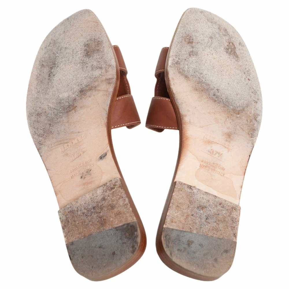 Hermes Brown Leather Oran Sandals Size 37.5 For Women 8 Hermes Brown Leather Oran Sandals Size 37.5 For Women - Image 6
