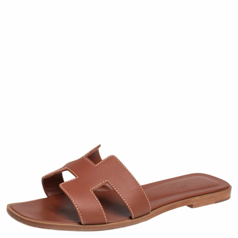 Hermes Brown Leather Oran Sandals Size 37.5 For Women 3 Hermes Brown Leather Oran Sandals Size 37.5 For Women