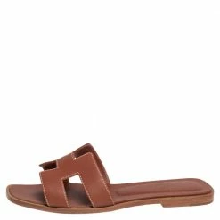 Hermes Brown Leather Oran Sandals Size 37.5 For Women 11 Hermes Brown Leather Oran Sandals Size 37.5 For Women -Deals Hermes Store luxury women hermes used shoes p467811 009