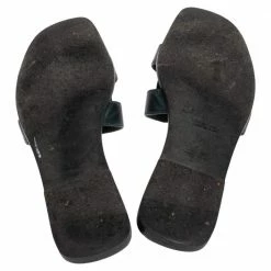 Hermes Metallic Dark Teal Leather Oran Sandals Size 37.5 For Women 16 Hermes Metallic Dark Teal Leather Oran Sandals Size 37.5 For Women -Deals Hermes Store luxury women hermes used shoes p470560 008