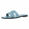 Hermes Light Blue Patent Leather Oran Sandals Size 36.5 For Women