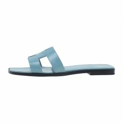 Hermes Light Blue Patent Leather Oran Sandals Size 36.5 For Women -Deals Hermes Store luxury women hermes used shoes p47310 002
