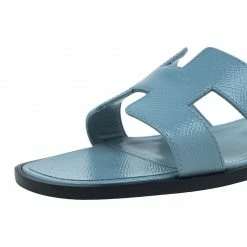 Hermes Light Blue Patent Leather Oran Sandals Size 36.5 For Women -Deals Hermes Store luxury women hermes used shoes p47310 009
