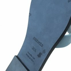 Hermes Light Blue Patent Leather Oran Sandals Size 36.5 For Women -Deals Hermes Store luxury women hermes used shoes p47310 011