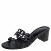 Hermes Black Leather Tandem Slide Sandals Size 37 For Women -Deals Hermes Store luxury women hermes used shoes p473758 002
