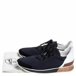 Hermes Hermés Navy Blue/White Fabric And Leather Miles Low Top Sneakers Size 40 For Women -Deals Hermes Store luxury women hermes used shoes p475123 001