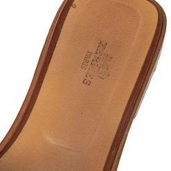 Hermes Brown Leather Oran Flat Sandals Size 39.5 For Women -Deals Hermes Store luxury women hermes used shoes p475831 007