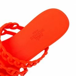 Hermes Orange Rubber Chain-Link Thalassa Slide Sandals Size 40 For Women -Deals Hermes Store luxury women hermes used shoes p475838 006
