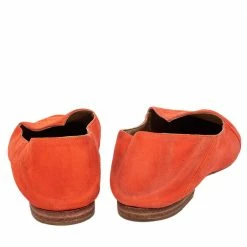 Hermes Orange Suede Logo Embroidered Pointed Toe Smoking Slippers Size 41 For Women -Deals Hermes Store luxury women hermes used shoes p475934 004