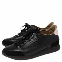 Hermes Black Leather Quick Low Top Sneakers Size 38.5 For Women -Deals Hermes Store luxury women hermes used shoes p478027 007