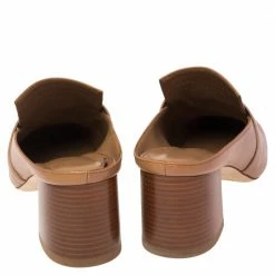 Hermes Brown Leather Blossom Mules Size 40.5 For Women -Deals Hermes Store luxury women hermes used shoes p478036 003