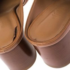 Hermes Brown Leather Blossom Mules Size 40.5 For Women -Deals Hermes Store luxury women hermes used shoes p478036 004