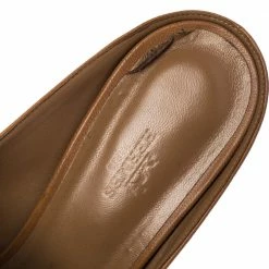 Hermes Brown Leather Blossom Mules Size 40.5 For Women -Deals Hermes Store luxury women hermes used shoes p478036 007