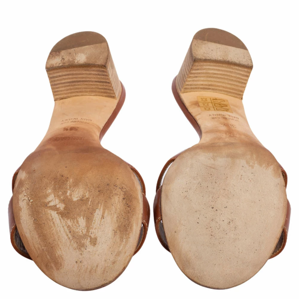 Hermes Brown Leather Oasis Block Heel Slide Sandals Size 36.5 For Women 8 Hermes Brown Leather Oasis Block Heel Slide Sandals Size 36.5 For Women - Image 6