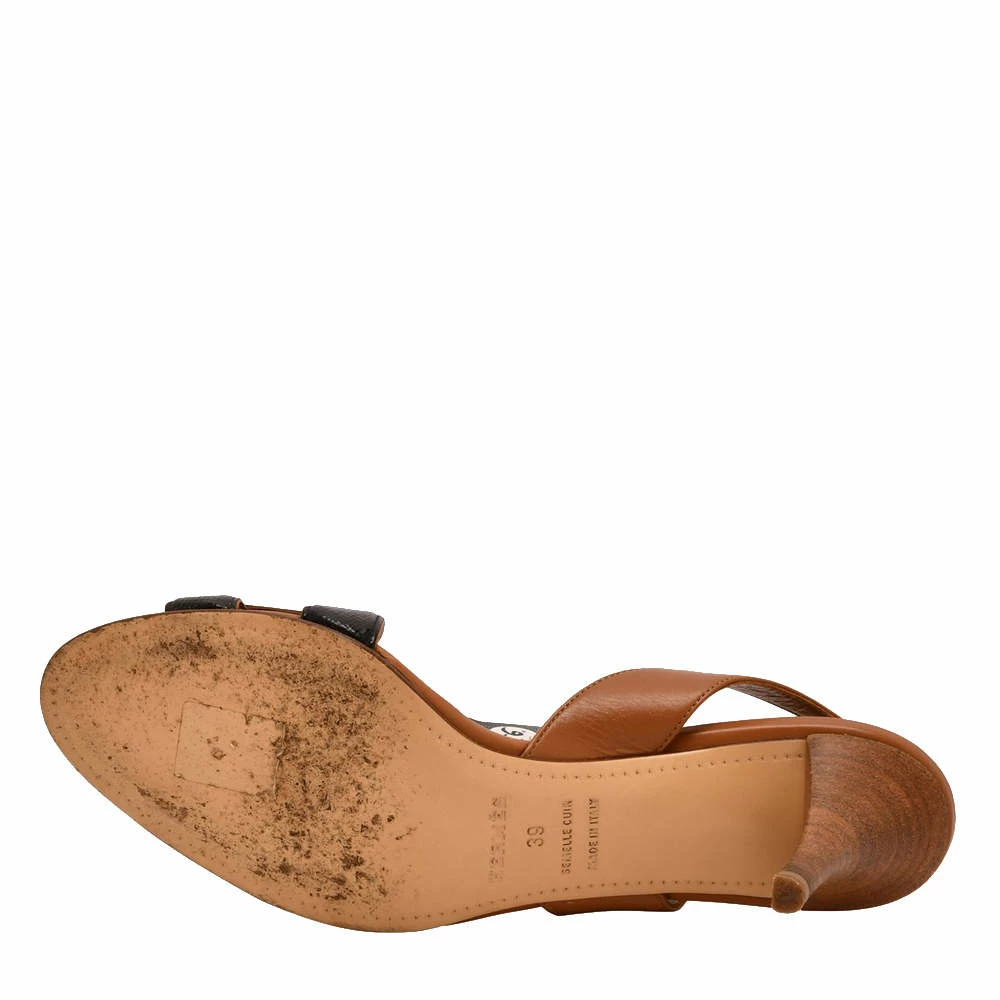 Hermes Brown Leather Night Slingback Sandals Size EU 39 For Women 7 Hermes Brown Leather Night Slingback Sandals Size EU 39 For Women - Image 5