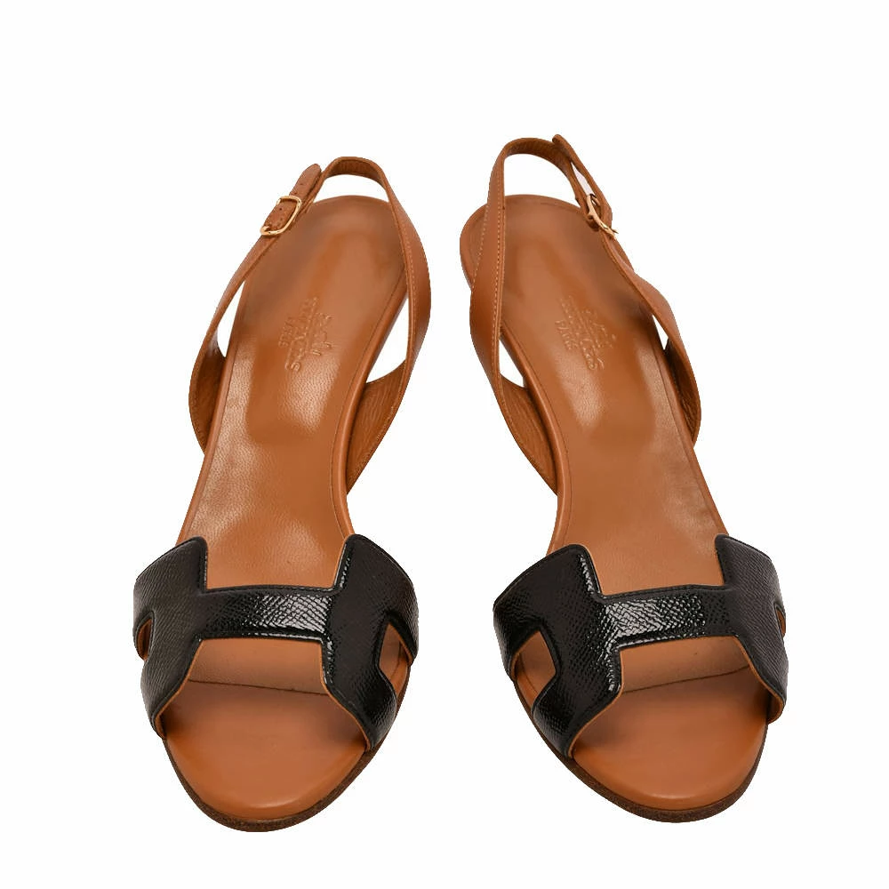 Hermes Brown Leather Night Slingback Sandals Size EU 39 For Women 5 Hermes Brown Leather Night Slingback Sandals Size EU 39 For Women - Image 3